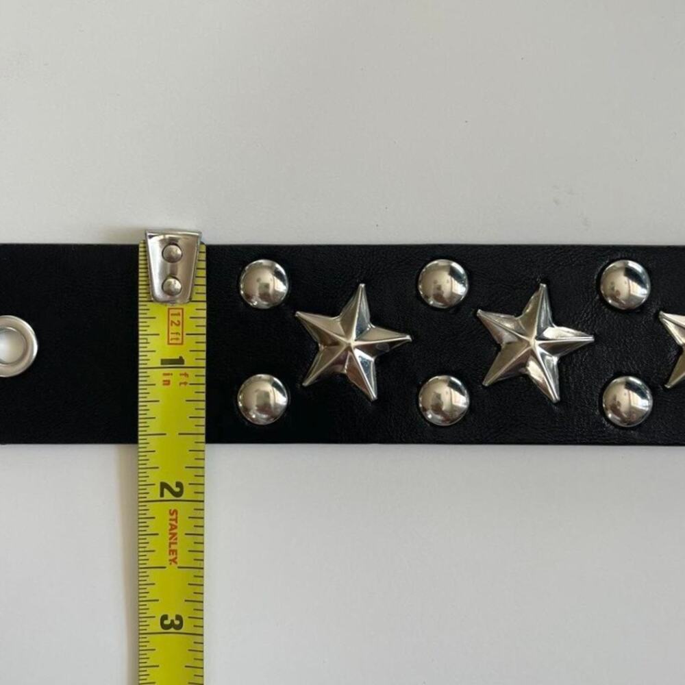 Y2K Black Silver Star Studded Belt Unisex Goth Emo Style 44" Long - Picture 8 of 16